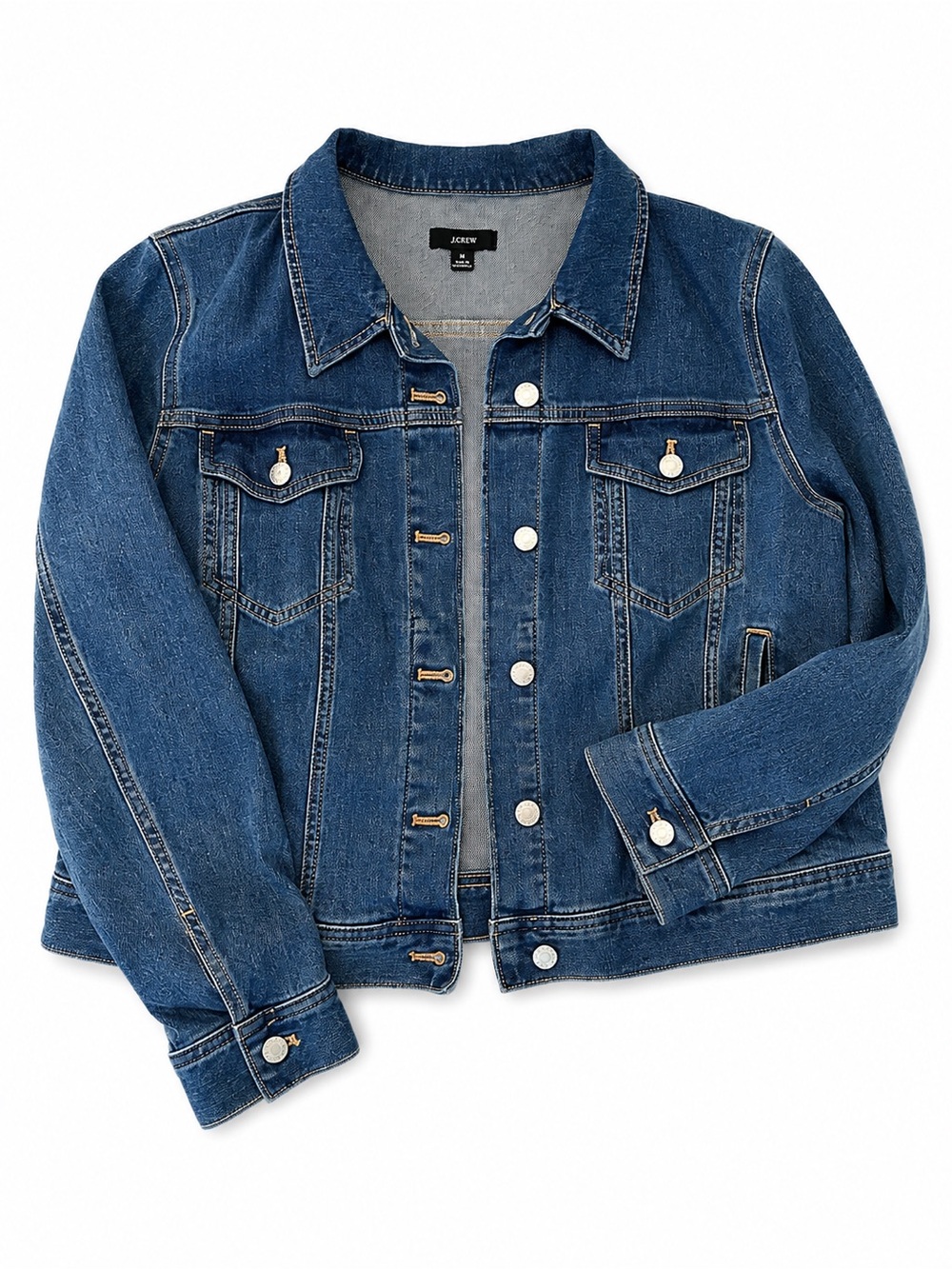 J.Crew Denim Jean Jacket Women’s PXL Petite XL Blue Stretch Trucker Jacket
